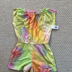 NWT - Old Navy Girls Tie-Dye Short Romper in Pastel Rainbow - XS (5)